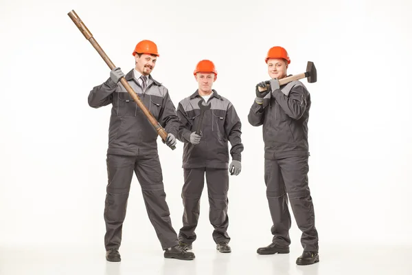 Caucasian young different manual worker collection isolated on white — Stock Photo, Image