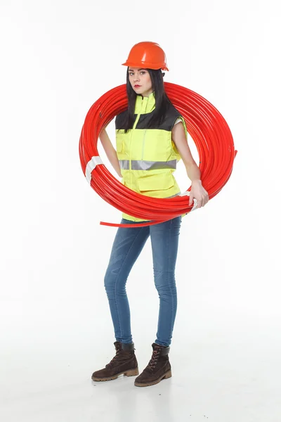 Menina uniforme bobina tubo — Fotografia de Stock