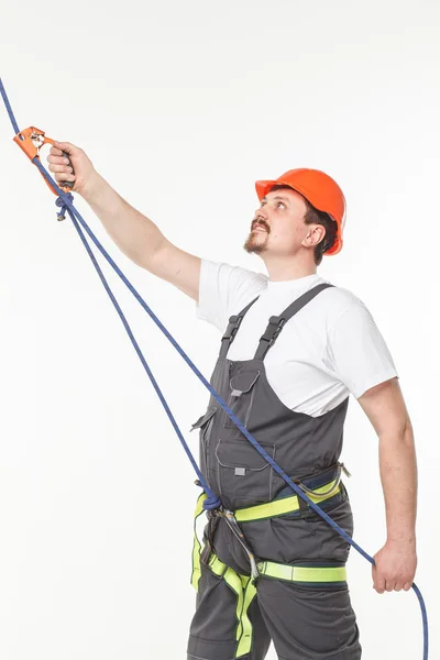 Industrial climber isolated on white — Stock Photo, Image