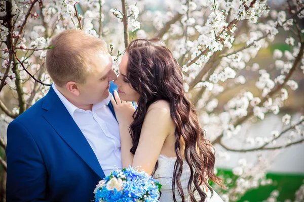 Noiva feliz e noivo em seu casamento — Fotografia de Stock