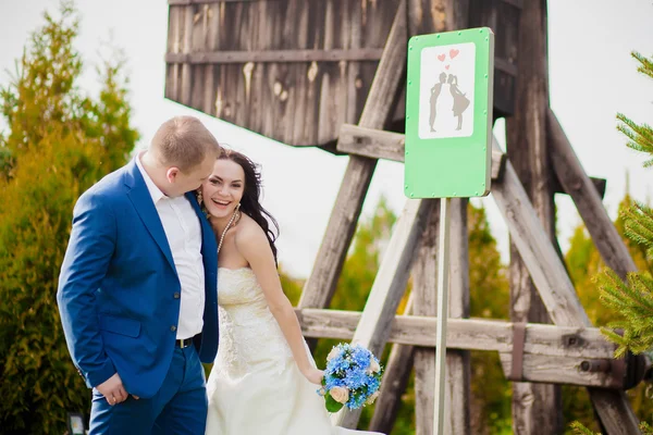 Plan de mariage de mariée et marié dans le parc — Photo