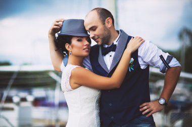 Gelin, şapka, düğün, gülümseme