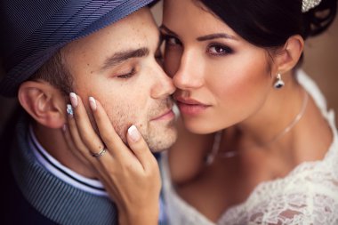 Düğün, öpücük, üstten görünüm