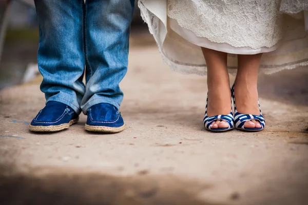 Sapatos de casamento azul — Fotografia de Stock