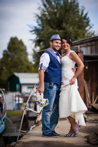 Novio, boda, sombrero — Foto de Stock