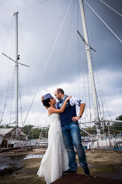 Bröllop, yacht, mast — Stockfoto