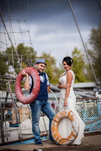 Bruiloft, stijl, jacht — Stockfoto