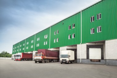 trucks dock warehouse clipart