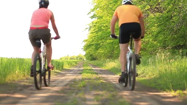 Radfahrer auf Feldweg — Stockvideo