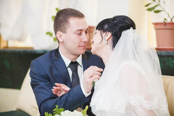 Gentle bride and groom — Stock Photo, Image