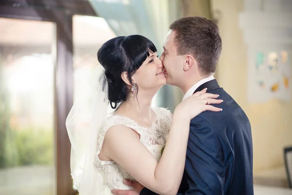 Kiss the bride and groom — Stock Photo, Image