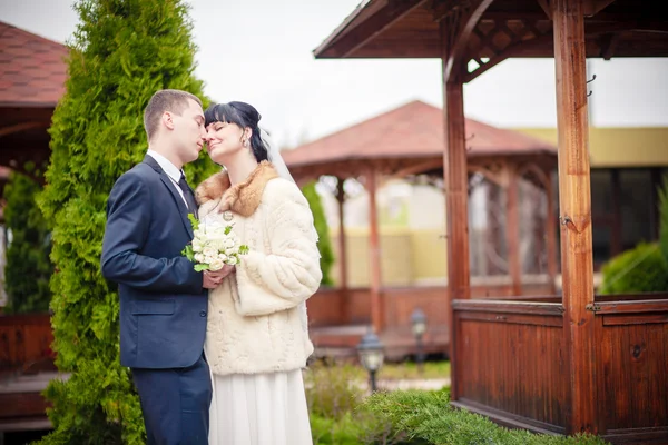 在公园的新婚夫妇 — 图库照片