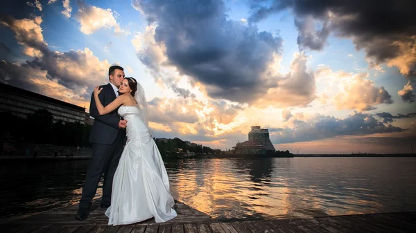 Hochzeit, Strand, Sonnenuntergang, Himmel — Stockfoto