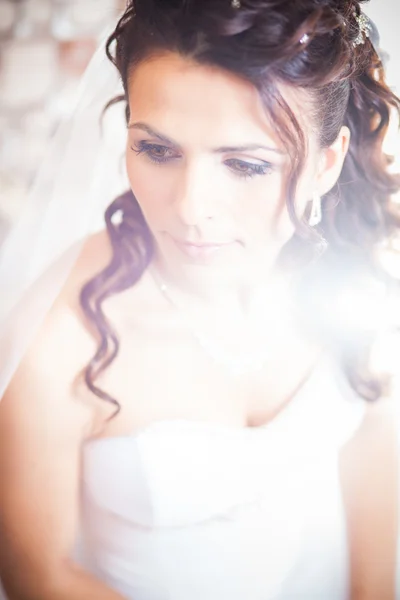 Portrait of bride with curls — Stock Photo, Image