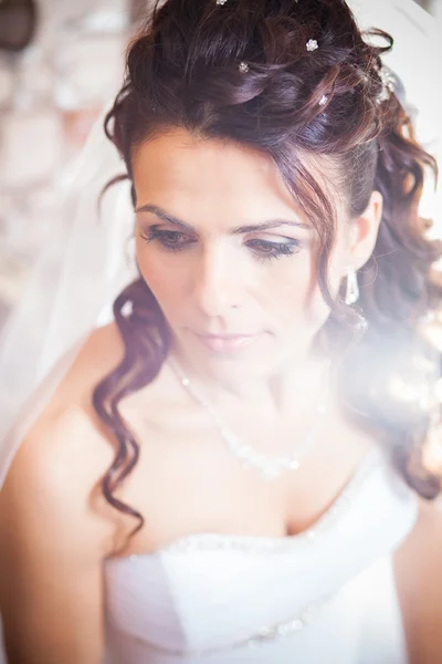 Portrait of bride with curls — Stock Photo, Image