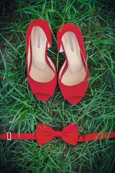 Sapatos vermelhos baterfly — Fotografia de Stock