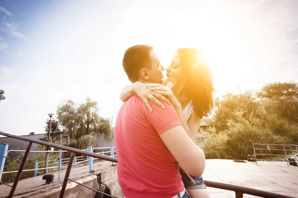 Railing couple — Stock Photo, Image