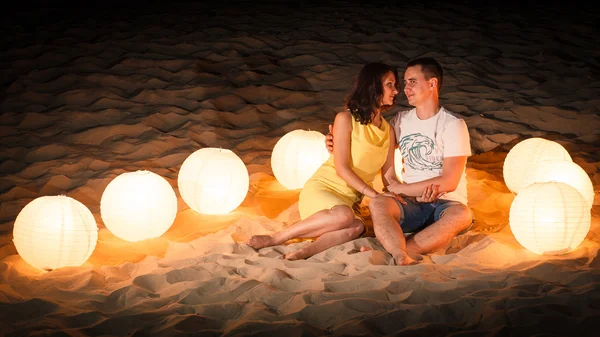 Plaży, romans, światło, para — Zdjęcie stockowe