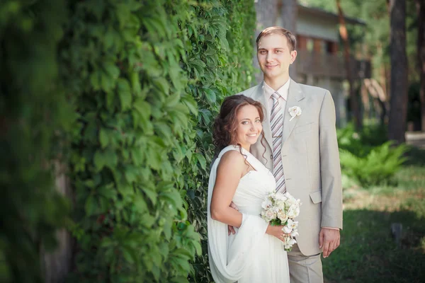 Vőlegény és menyasszony fal — Stock Fotó