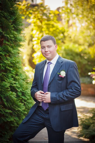 Man in a suit nature — Stock Photo, Image