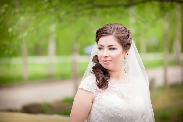 Hermosa novia en la naturaleza de cerca — Foto de Stock