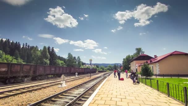 Stasiun kereta api waktu lapse Ukraina kereta api — Stok Video
