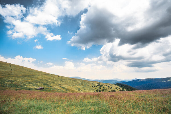 mountain ridge covered with green grass