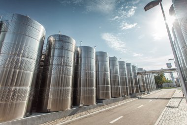 Şarap şarap üretiminde modern bir şaraphane bahçesinde