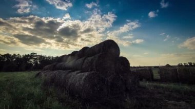 bir alanda gün batımında saman