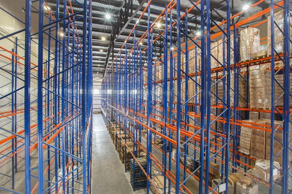 Warehouse shelves Stock Photo