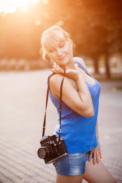 Camera woman photographer — Stock Photo, Image