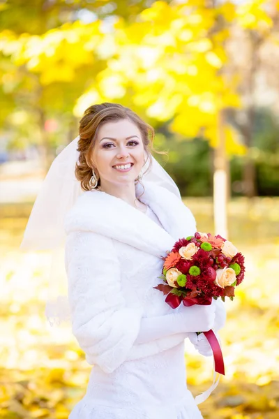 Cheerful and gentle charming bride — Stock Photo, Image