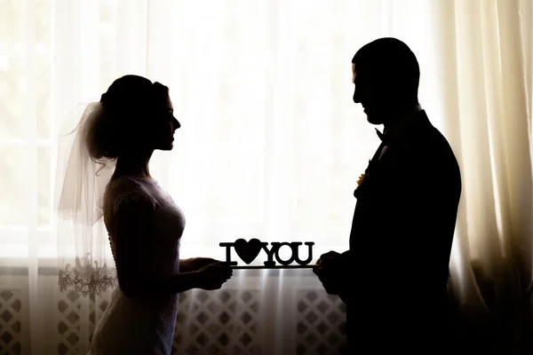 Amour silhouette mariage — Photo