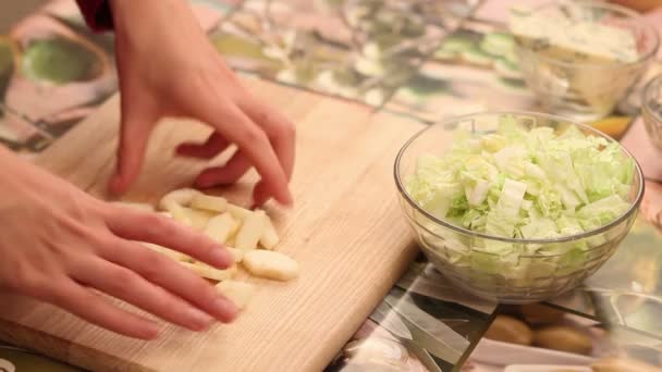 Προετοιμασία σαλάτα λαχανικών — Αρχείο Βίντεο