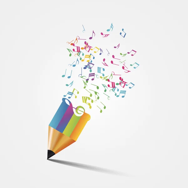 Lápiz de música colorido creativo. Concepto de escritura. Vector — Vector de stock