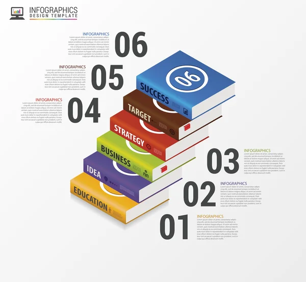 Libro modello infografica. Moderno concetto di business. Vettore — Vettoriale Stock