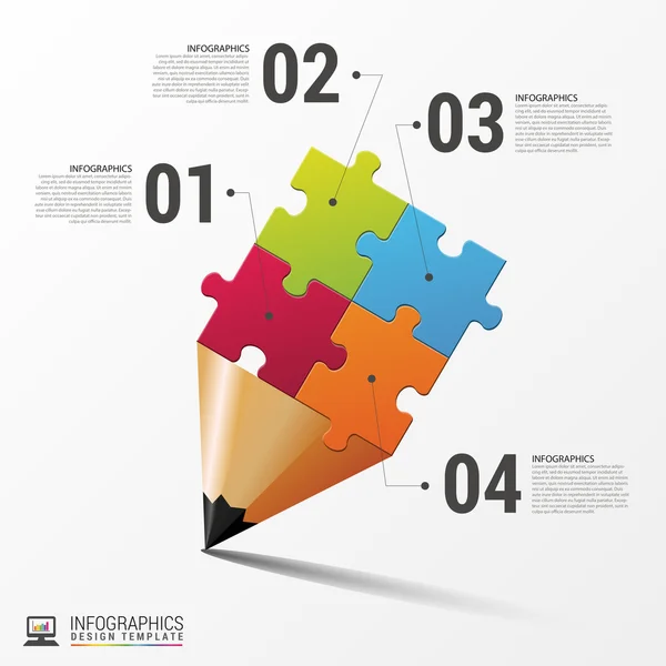 Istruzione infografica con pezzi puzzle. Vettore — Vettoriale Stock