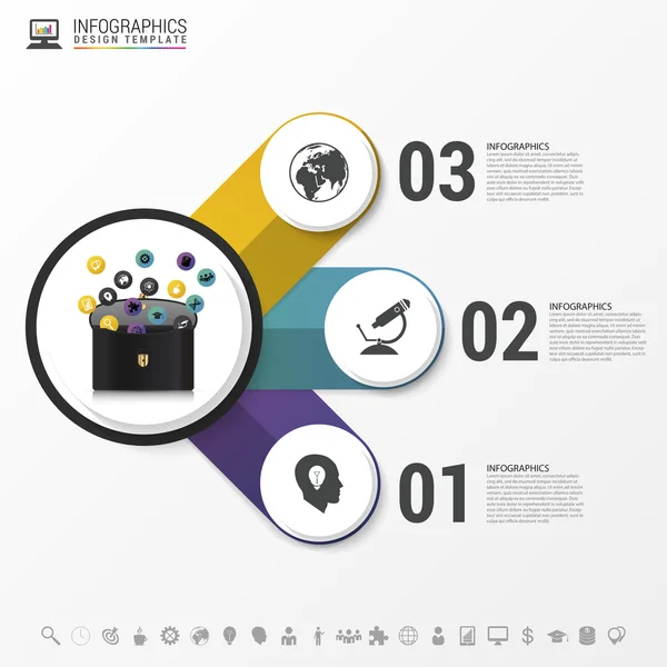 Infographic 디자인 서식 파일입니다. 서류 가방 아이콘입니다. 벡터 — 스톡 벡터