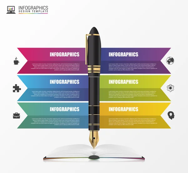 Infographics tasarım şablonu. İş kalem. Vektör — Stok Vektör