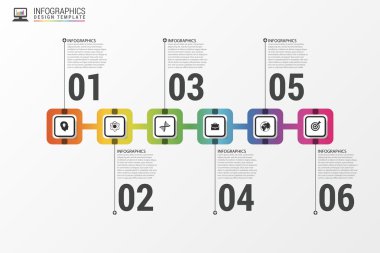 Modern infographics şablon işlemek. Zaman çizelgesi kavramı. Vektör