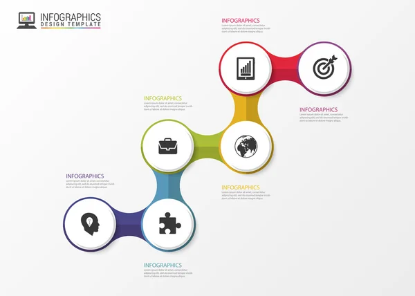 Bunte Treppen. Infografik oder Timeline-Vorlage. Vektor — Stockvektor