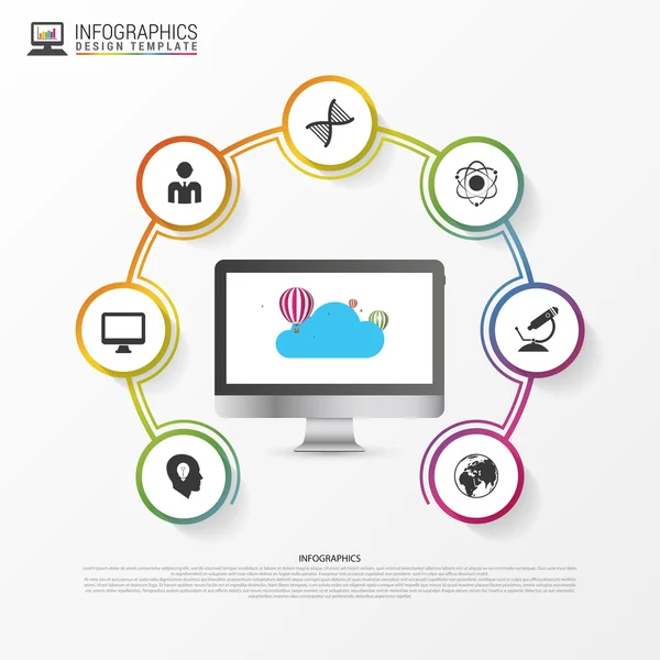 Modelo de design infográfico. Nuvem com ícones. Vetor —  Vetores de Stock