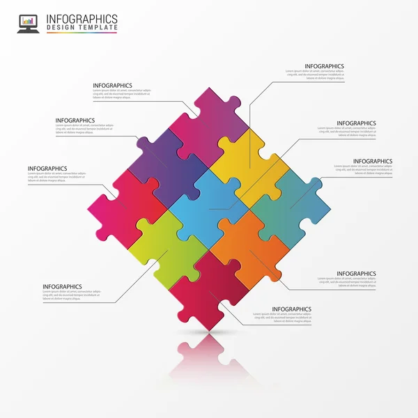 Puzzle parte infográficos conceito de negócio. Vetor —  Vetores de Stock