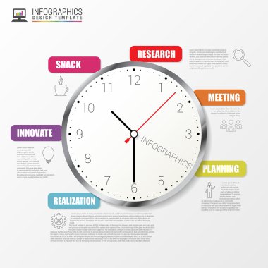 Modern iş zaman yönetimi infographics planlama. Vektör