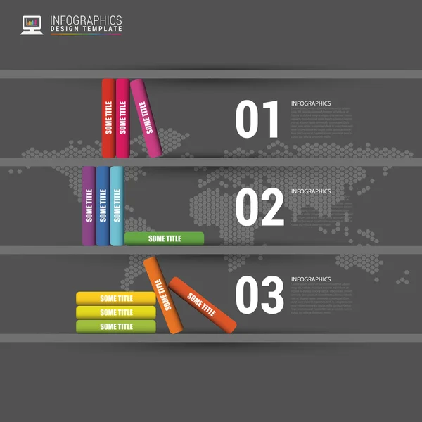 Bücher Schritt Business Education Infografiken. Vektor — Stockvektor