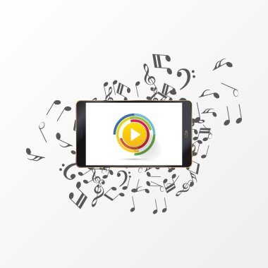 Soyut düğmesini notalı müzik. Vektör