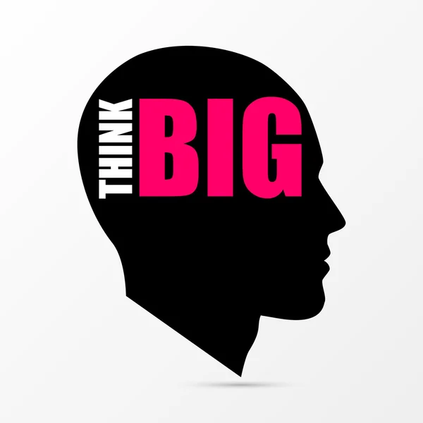 Silueta de cabeza con texto Think Big. Icono del vector — Vector de stock