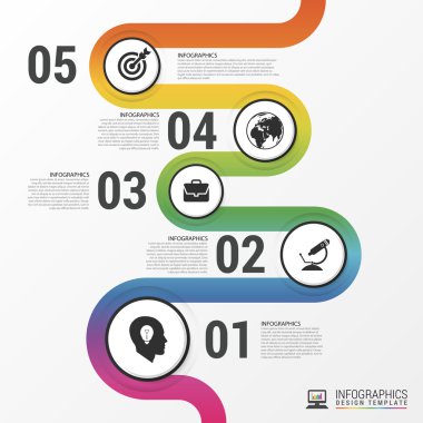 Renkli iş yolu. Zaman çizelgesi Infographic şablonu