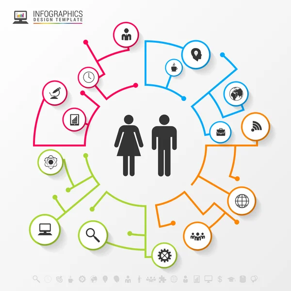 Conceito de rede social infográfica. Modelo de negócio moderno —  Vetores de Stock