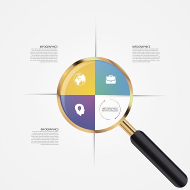 Infographic bir büyüteç ile. Vektör